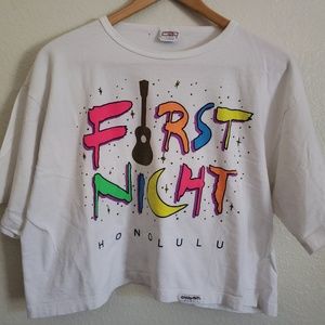 80's Vintage Crop Tee Shirt Hawaii Neon